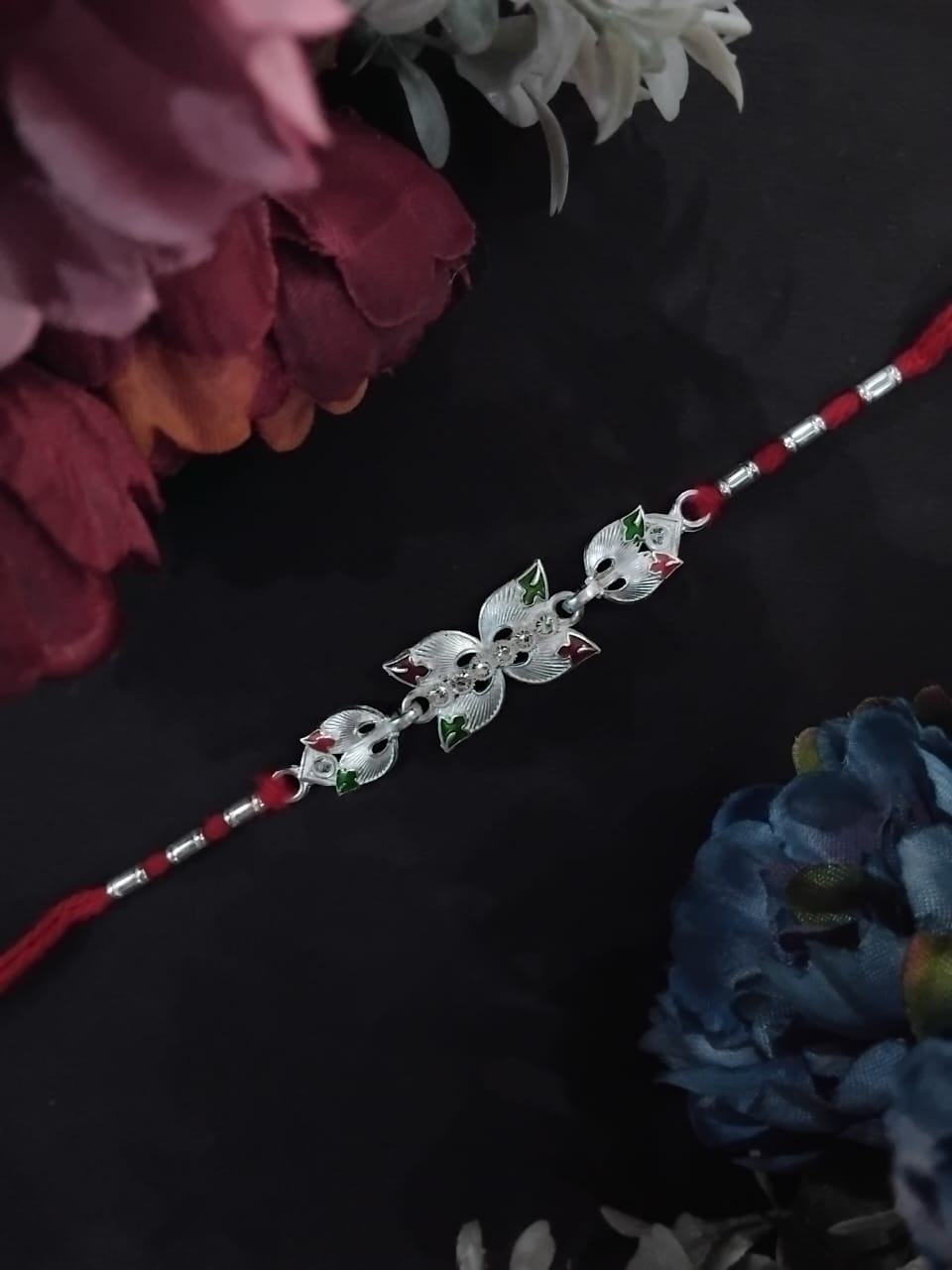 Best Button Cryp Brand Rakhi in Silver Color