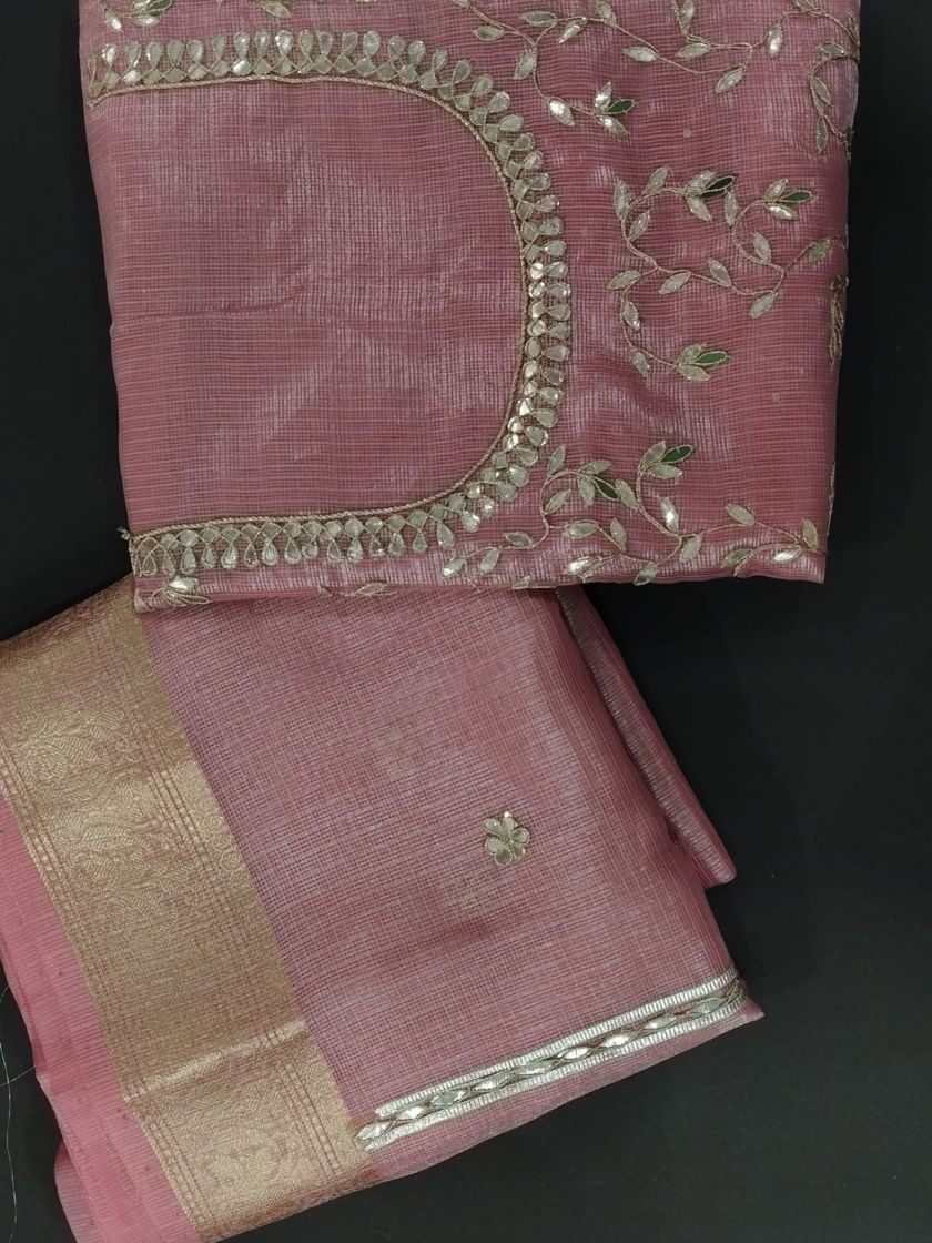 BUTTONCRYP Pink Tissue Handwork Jaal Kurti Suit Set - with Dupatta | Perfect for Weddings, Parties and Ladies Nakhra!