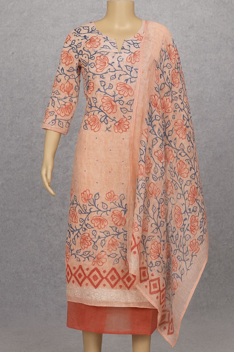 Block Print Women Dress with Dupatta and Pyjama Material - Comfortable and Stylish
