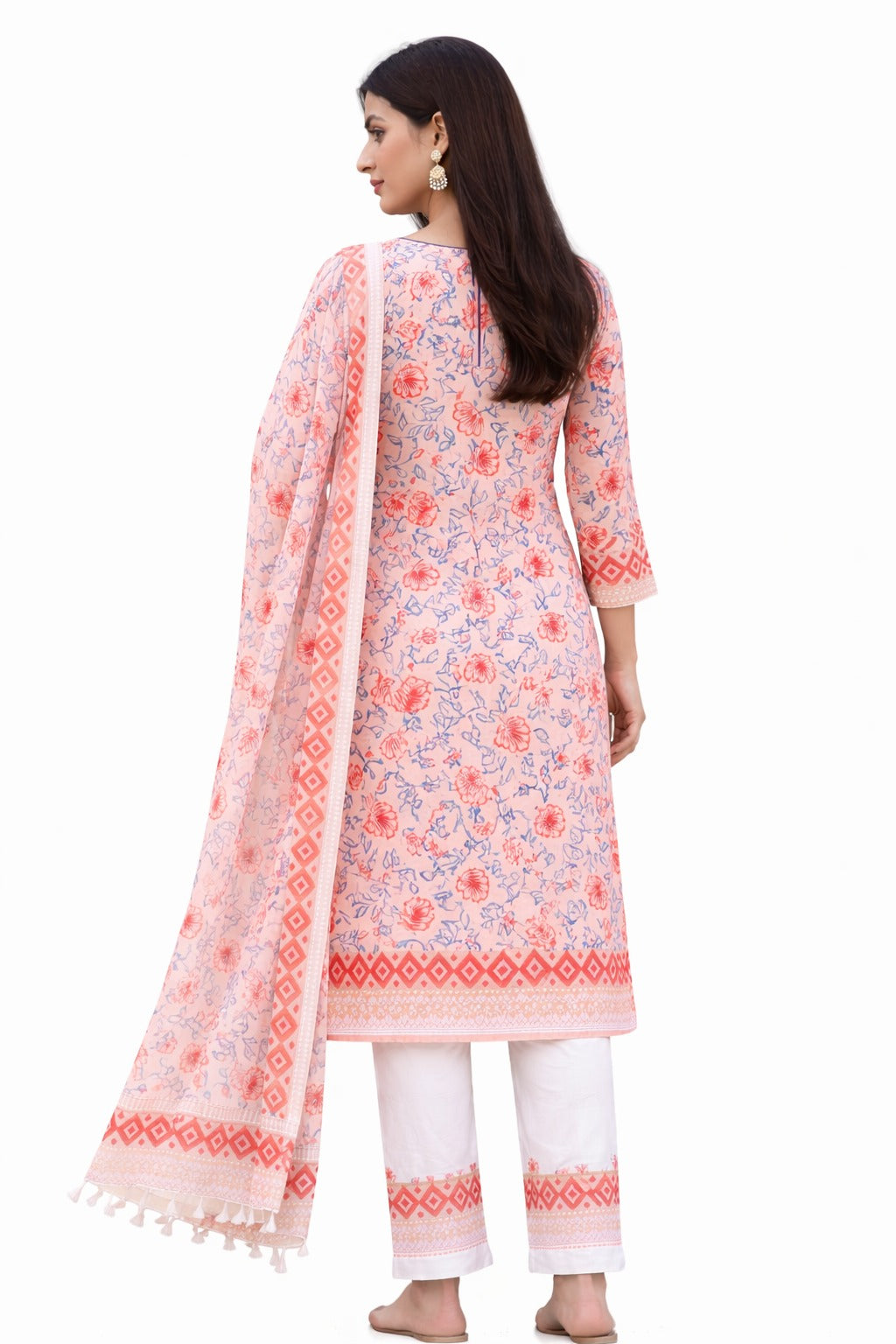 Block print kurta material with dupatta and pajama cloth. Back style inspiration