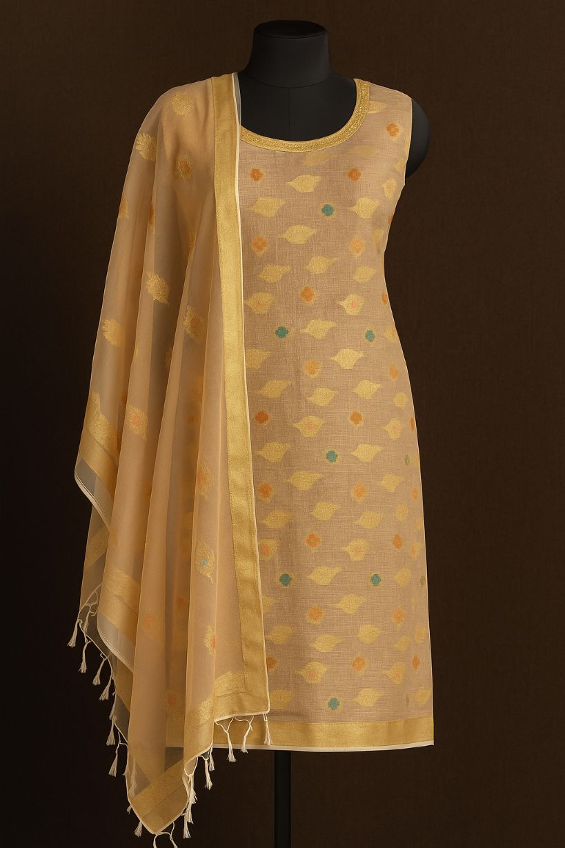 BUTTONCRYP Butta Print Yellow Kurti and Dupatta - Now Every Day Will Feel Like a Festival!