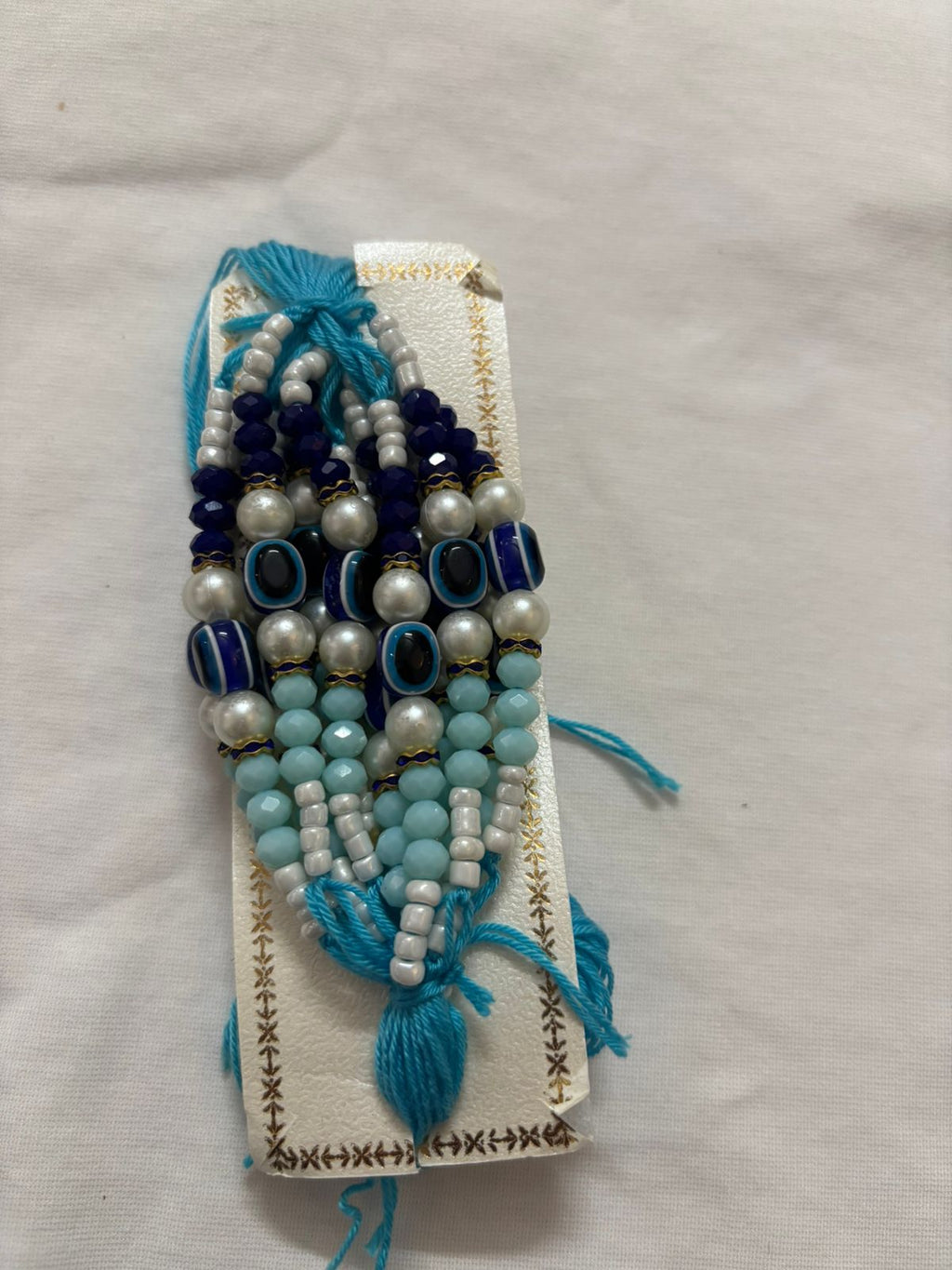 BUTTON CRYP Single Rakhi - Green, Turquoise and Yellow Stone Design |Best Rakhi for Brother 2025