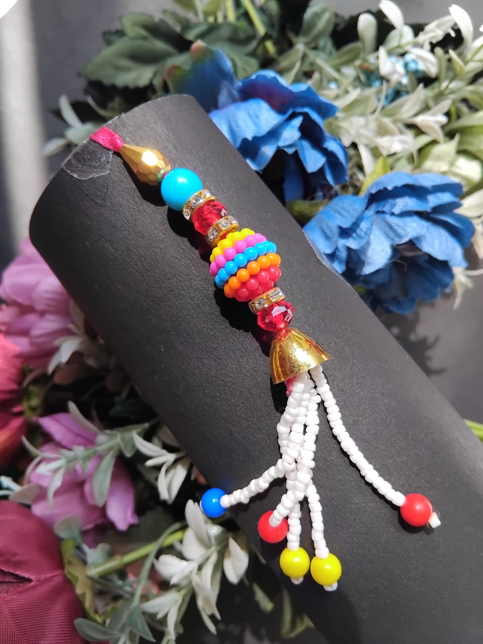 BUTTON CRYP Lumba Rakhi Multi Color Design – Special for Bhabhi, Hand Made Rakhi