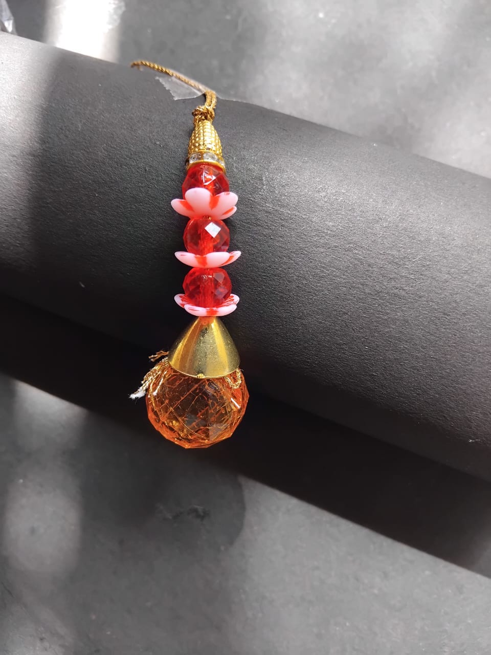 BUTTON CRYP Single Lumba Rakhi – Red and Multicolour | Traditional Rakhi for Bhabhi