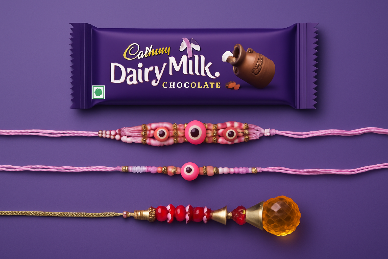 BUTTON CRYP Couple Rakhi Combo – Exclusive Rakhi Set in Pink Color