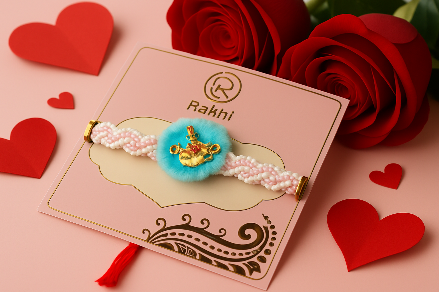 BUTTON CRYP Single Multicolor Rakhi – Stylish Rakhi with Roli-Chawal, Chocolate and Card