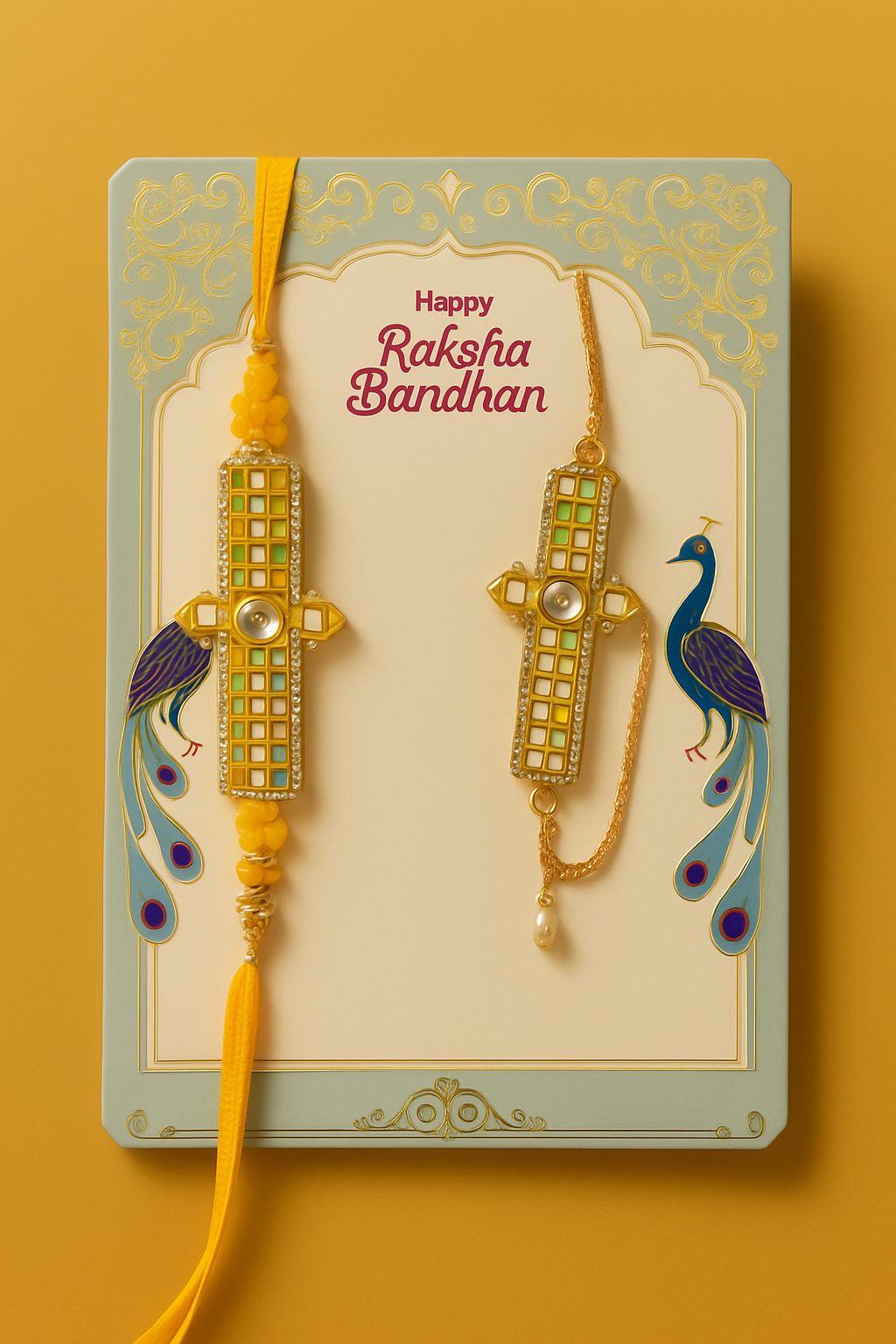 BUTTON CRYP Couple Rakhi Golden Color – Special Rakhi Set