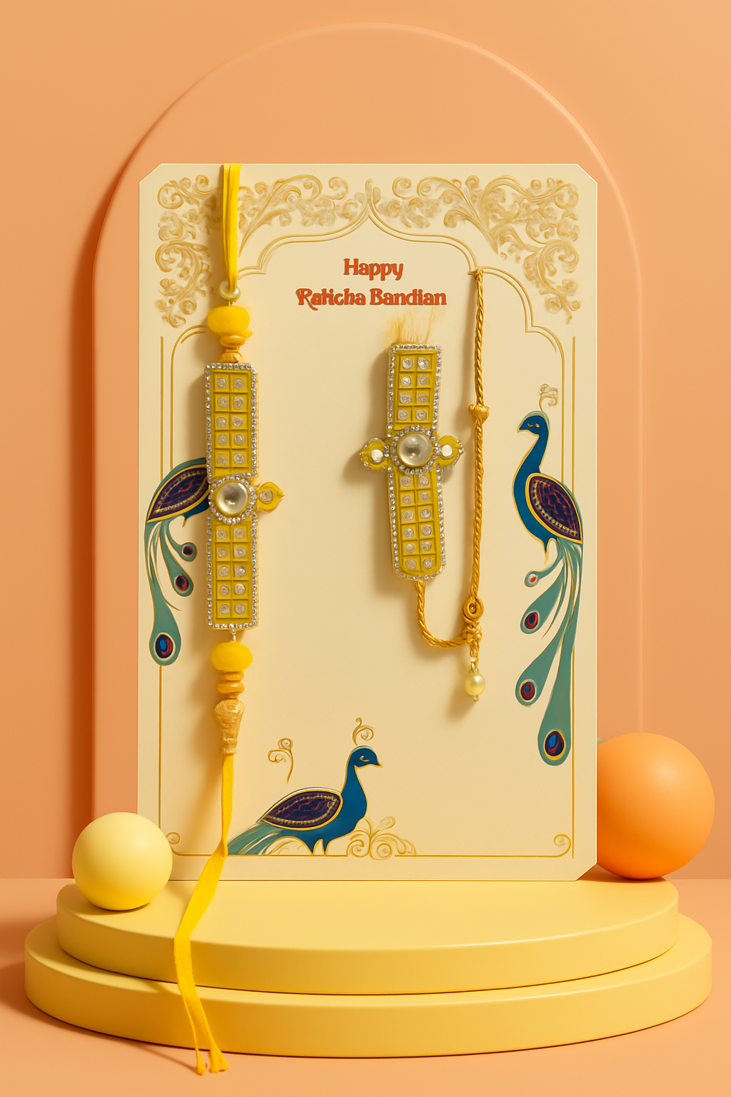 BUTTON CRYP Couple Rakhi Golden Color – Special Rakhi Set