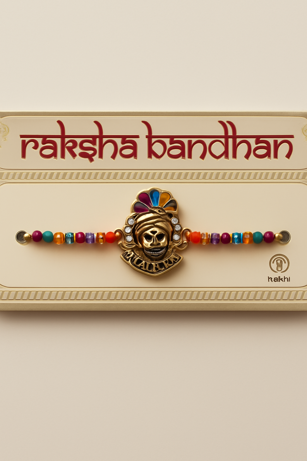 BUTTON CRYP Shyam Rakhi Multicolor for Happy Rakshabandhan – with Roli Chawal, Greeting Card and Chocolate