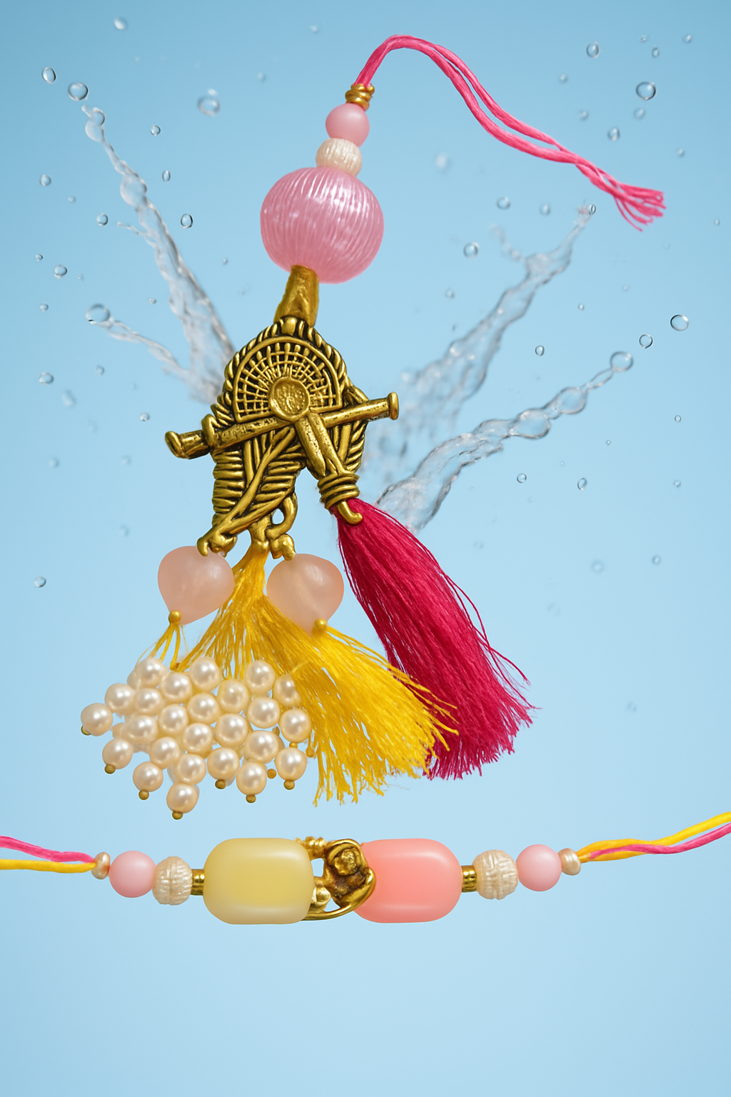 🪔 BUTTON CRYP Couple Rakhi – गोल्डन कलर में एक खास जोड़ी