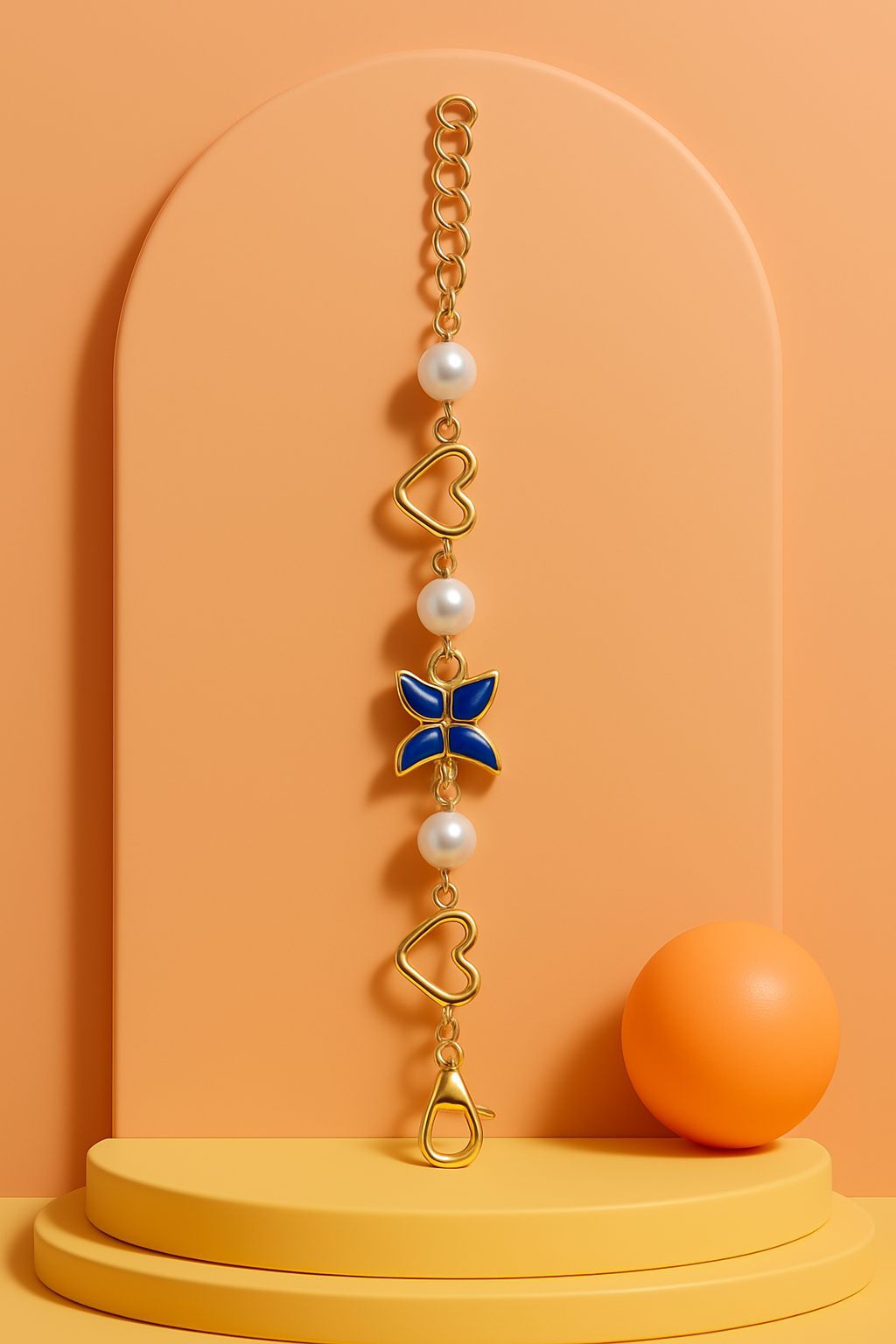 🔶 BUTTON CRYP Single Bracelet Rakhi for Girl – Available in Yellow Golden and Multicolor 🔶