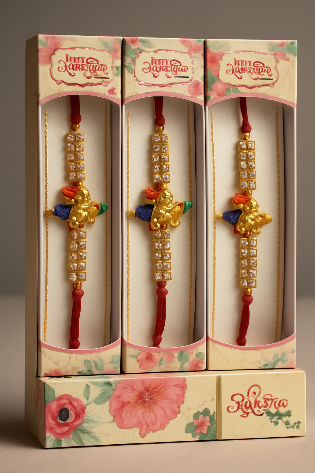 BUTTON CRYP Single Rakhi – Yellow Colour & White Stone |Classic Rakhi for Brother