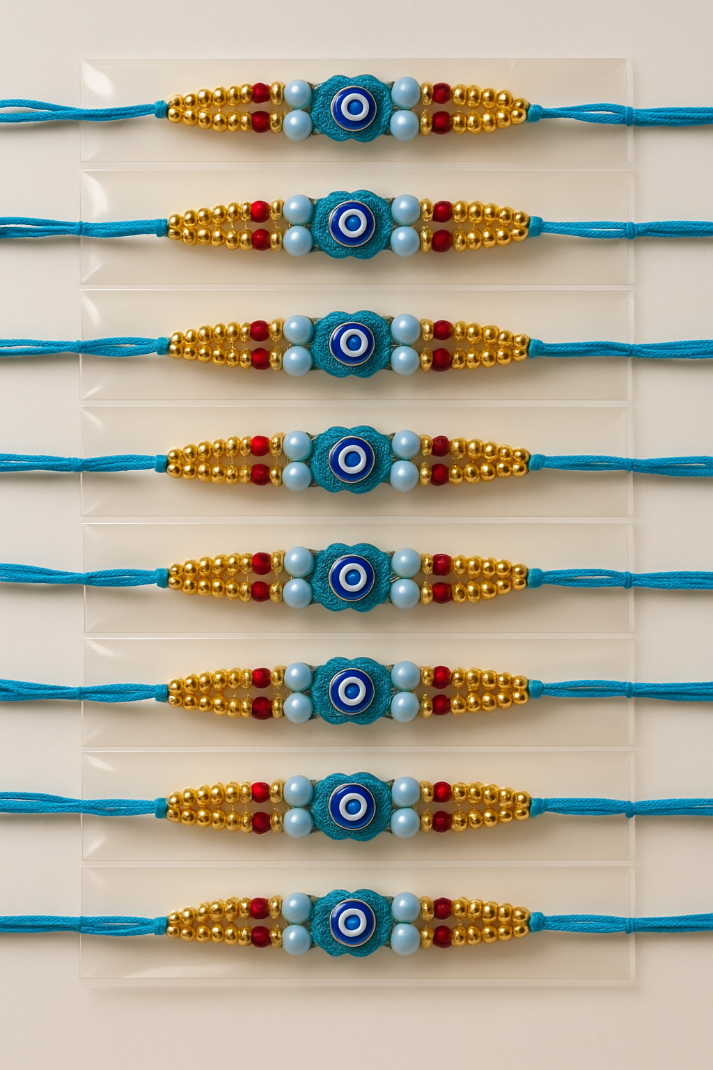 BUTTON CRYP Single Rakhi – Green, Turquoise and Yellow Stone Rakshabandhan Rakhi