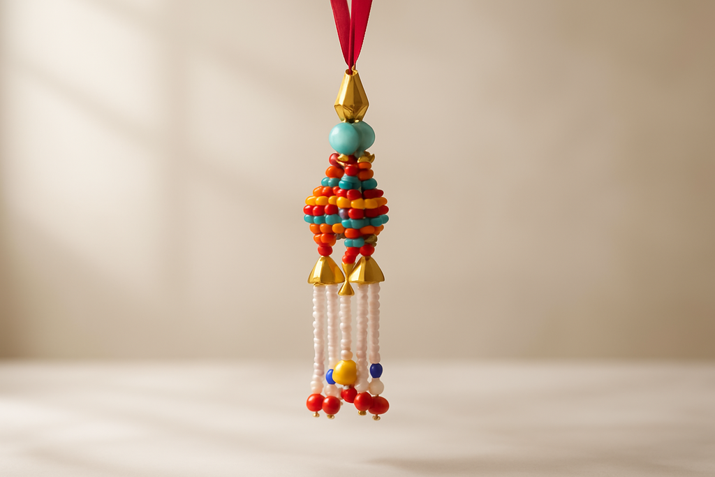 BUTTON CRYP Lumba Rakhi Multi Color Design – Special for Bhabhi, Hand Made Rakhi