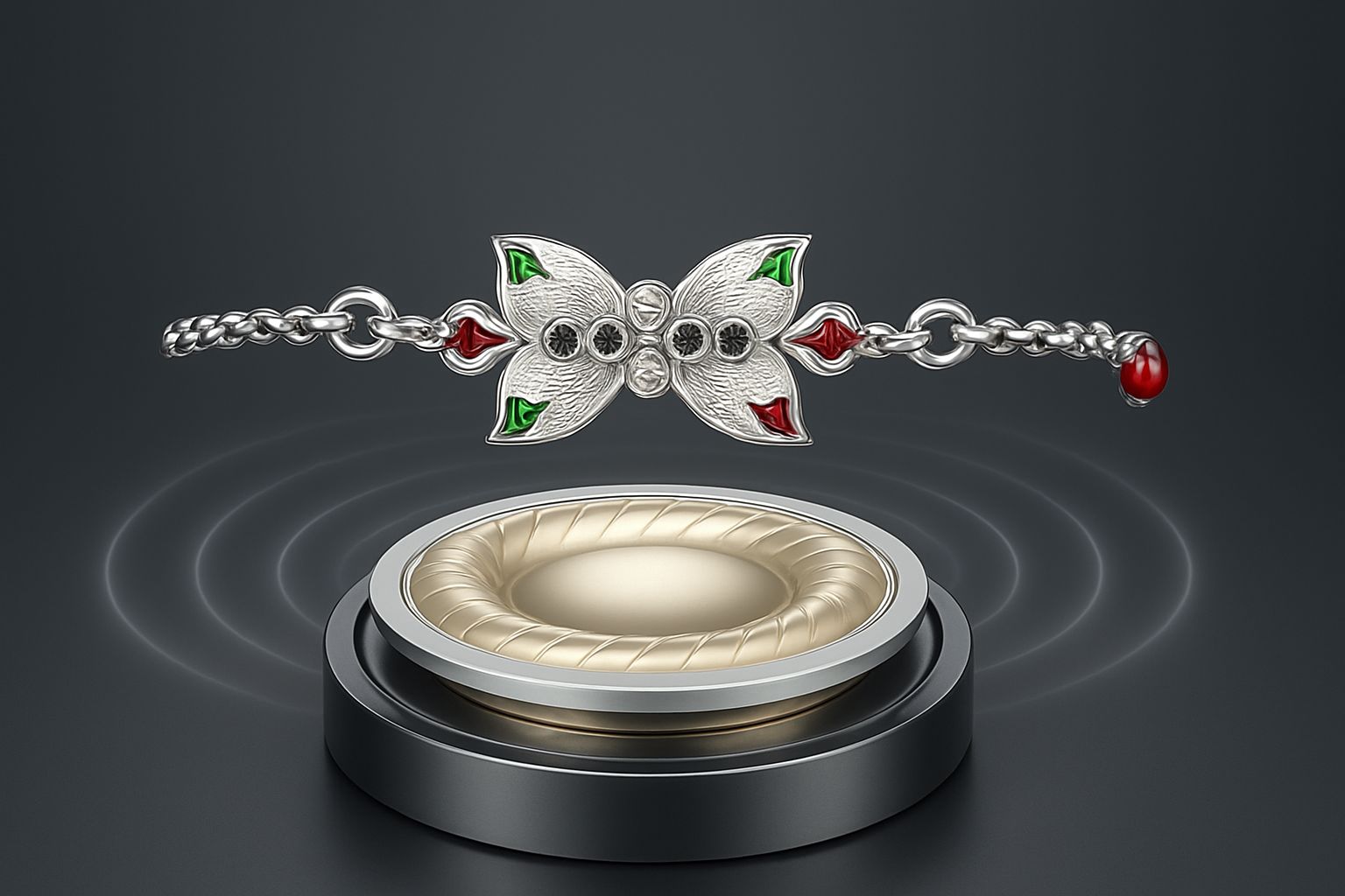 Best Button Cryp Brand Rakhi in Silver Color