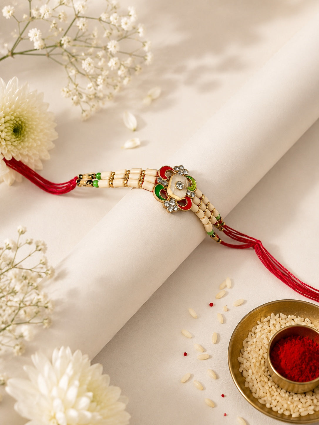 Stone Centered Rakhi Surrounded by Ram Tulsi