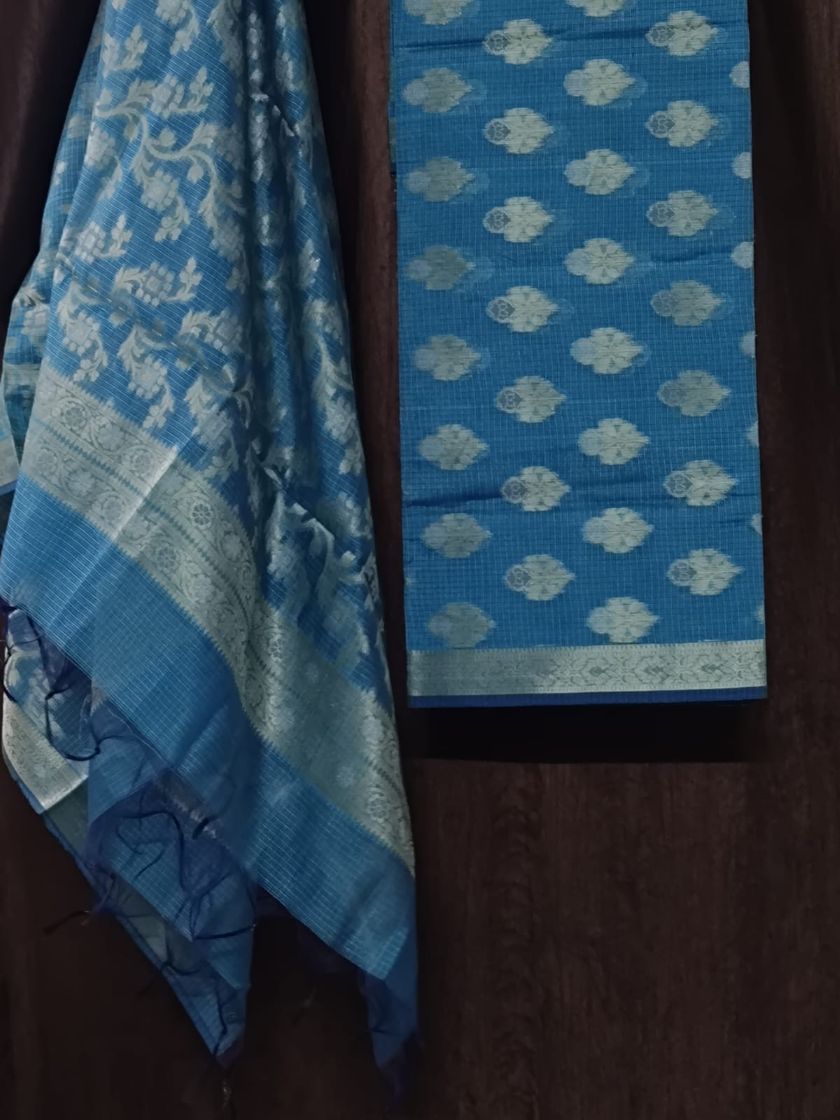 BUTTONCRYP - Blue Buta Print Weaving Kurti with Dupatta | When you want to look a little classy, a little desi!