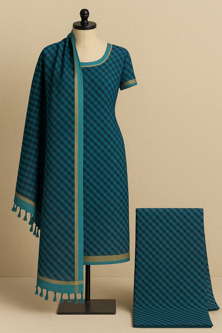 BUTTONCRYP Blue Computer Jaal Print Kurti and Dupatta Set - Choose Confidence, Not Confusion in Style!