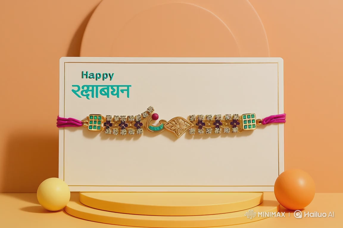 BUTTON CRYP सिंगल राखी मल्टीकलर – रोली चावल, कार्ड और चॉकलेट के साथ