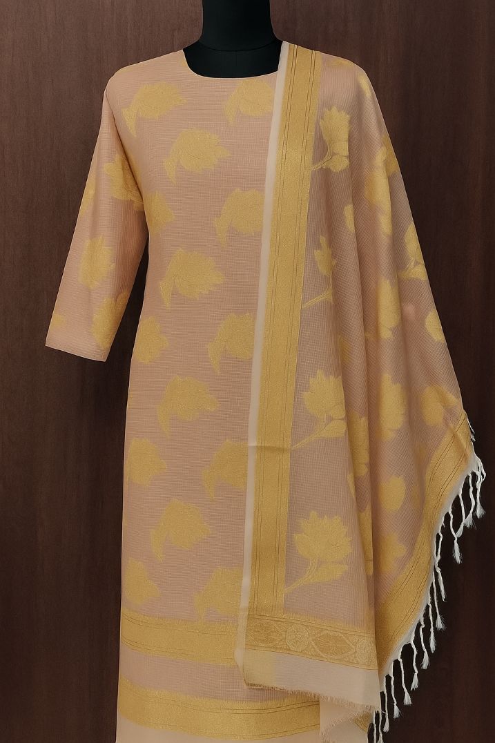 Butta Print Yellow-Gold Kurti and Dupatta Material from BUTTONCRYP – When you don’t know what to wear, choose this!